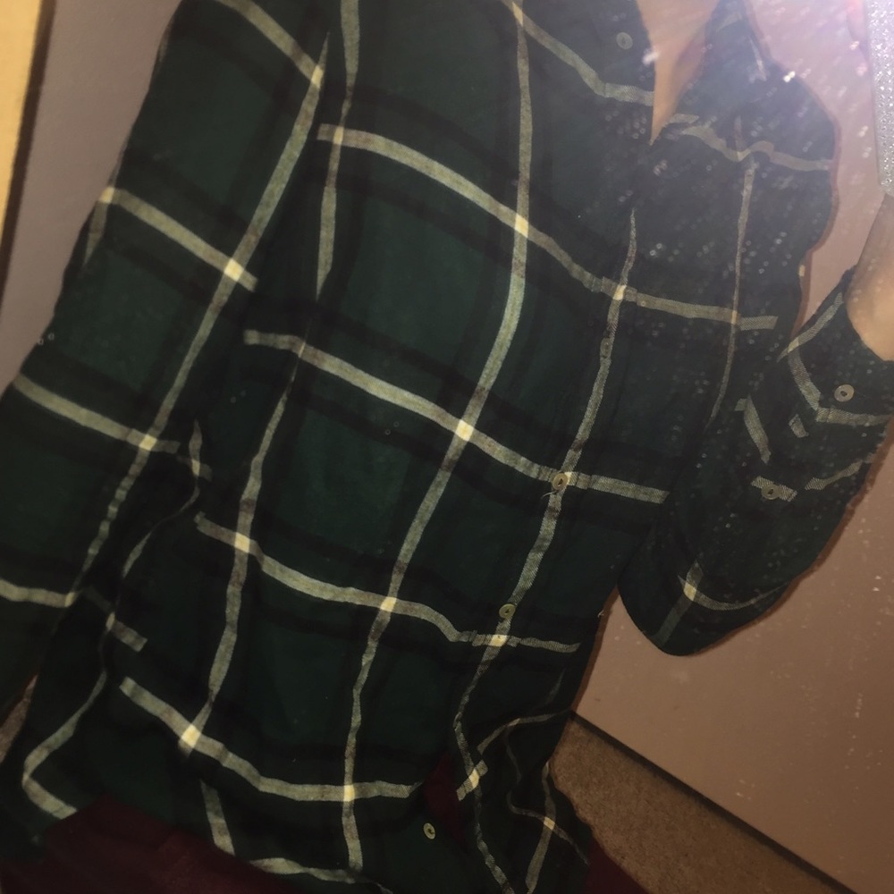 Green plaid button up