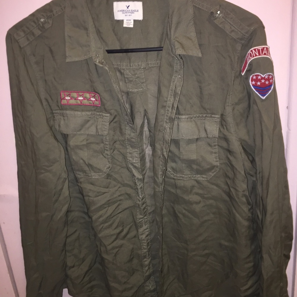 Olive green button up