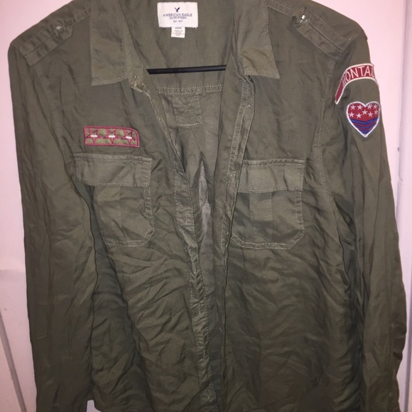 Olive green button up - Picture 1 of 2