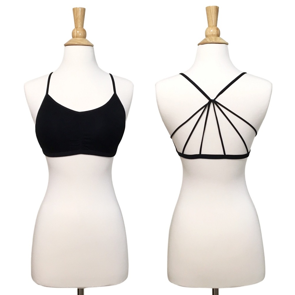 Strappy Back Caged Padded Bralette - Black - Picture 2 of 2