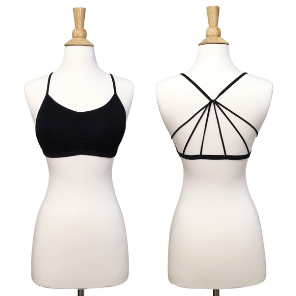 Strappy Back Caged Padded Bralette - Black - Picture 2 of 2