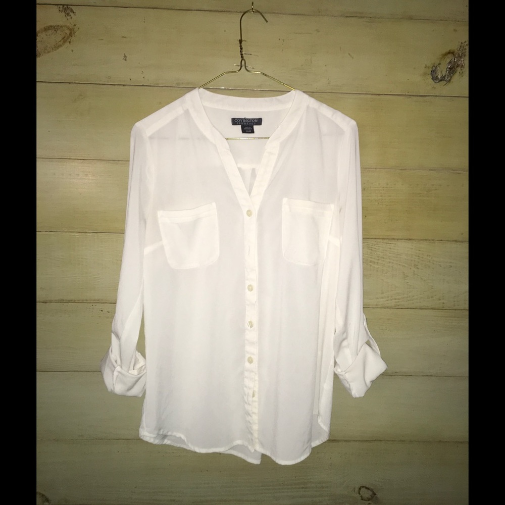 Off-white button up blouse long sleeve