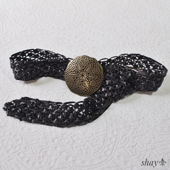 Lucky Brand Accessories - Black Leather Braided Belt