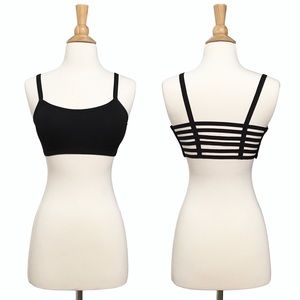 Strappy Back Caged Padded Bralette - Black Strappy Back Caged Padded Bralette - Black