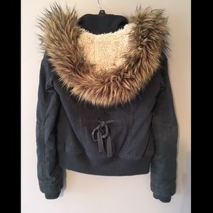 Hollister Navy Faux Fur Coat