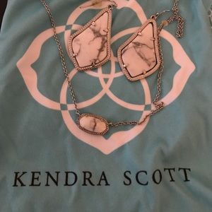 Kendra Scott White Marble earrings & Necklace