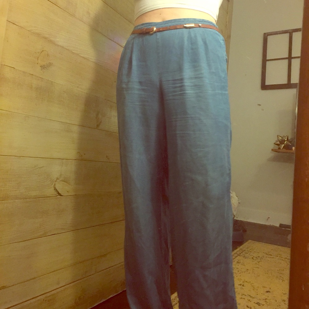 Denim flare bottomed pants