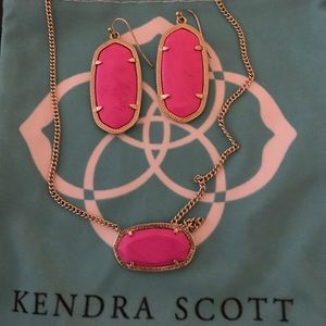 Pink & gold Kendra Scott earrings & necklace