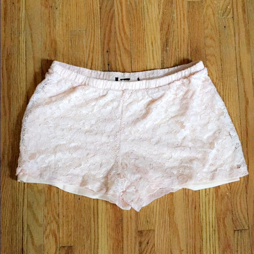 Peach colored lace shorts