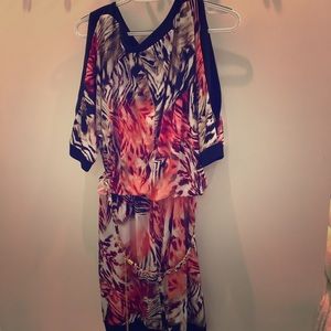 Split sleeve animal print dress