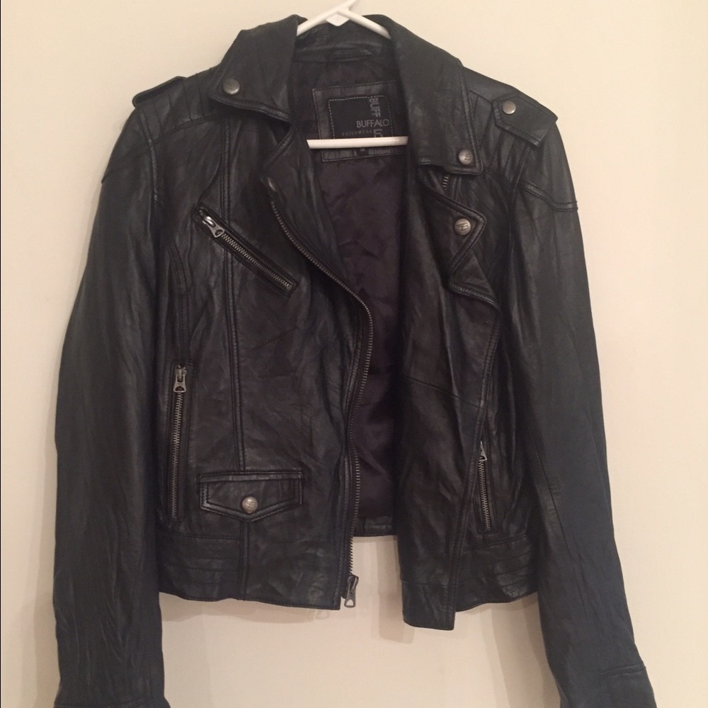 Black leather jacket (never worn) by Buffalo