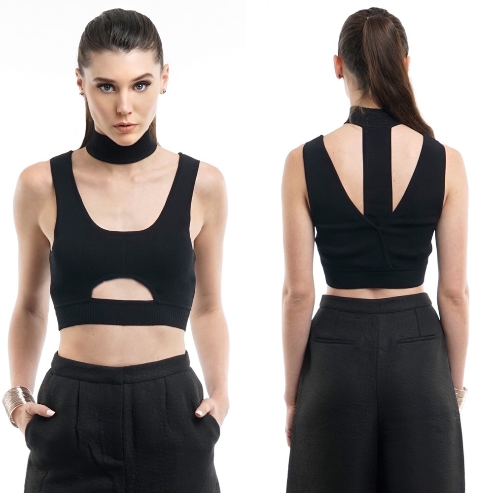 ⚡️Sale⚡️Black Choker Neck Crop Top