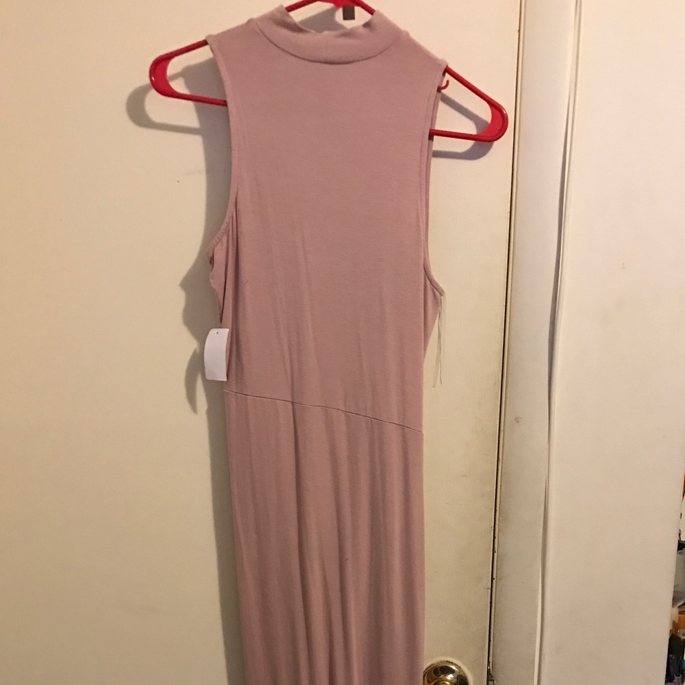 Sleeveless Mock Turtleneck Hi-Low Dress