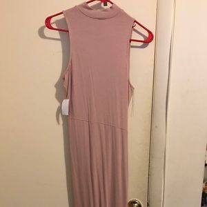 Sleeveless Mock Turtleneck Hi-Low Dress