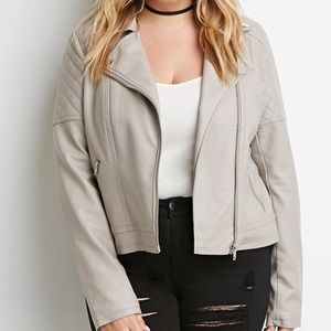 NWOT Cream Quilted Faux Leather Jacket-Price Firm