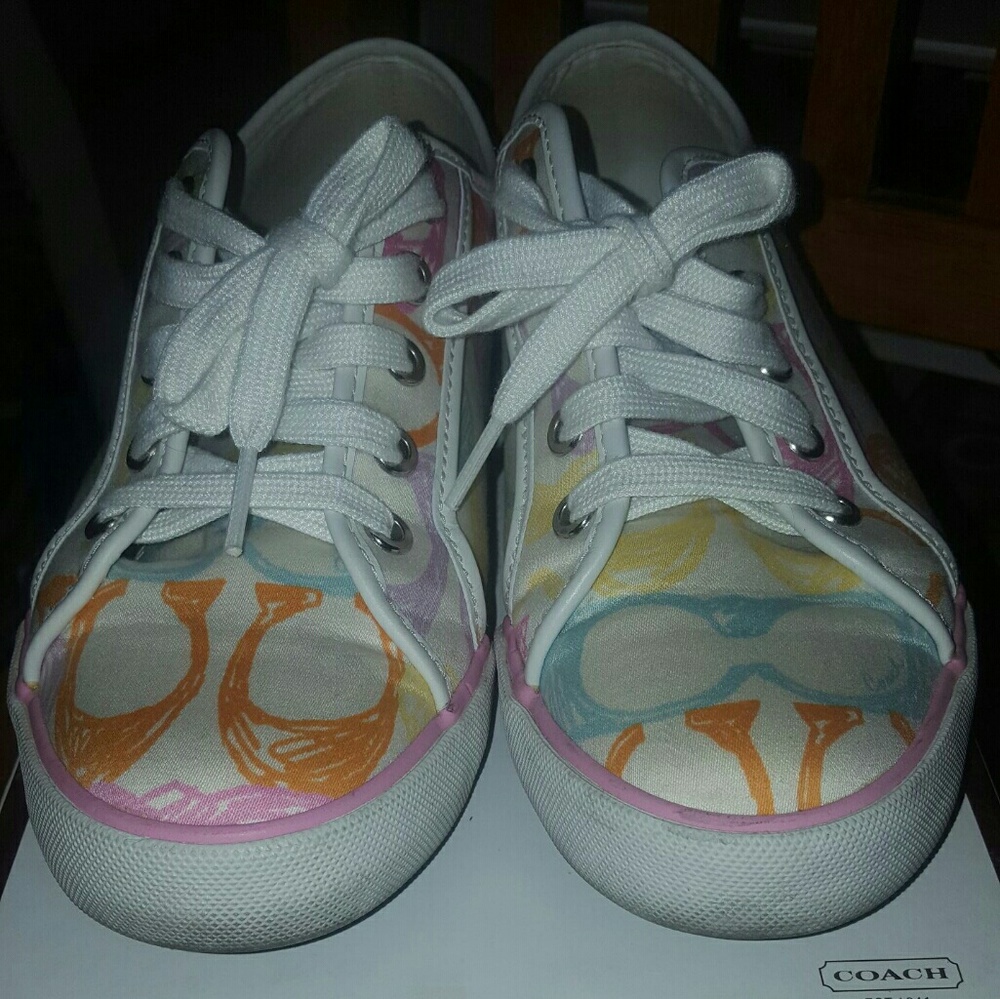 Pastel Logo Print Sateen Coach Sneakers