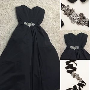 Black Strapless Faille Ballgown