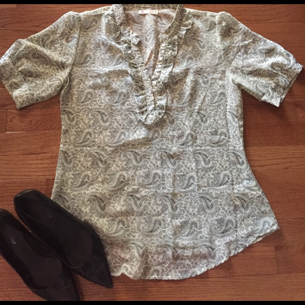 Tulle black and cream sheer top