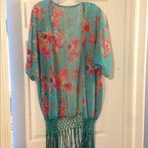Boho kimono tassel coverup
