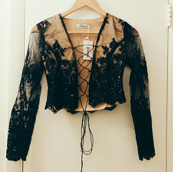 LAST ONE! lace tie up choker top - Picture 3 of 3