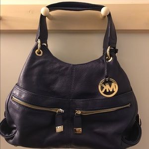 Dark purple leather bag gold hardware
