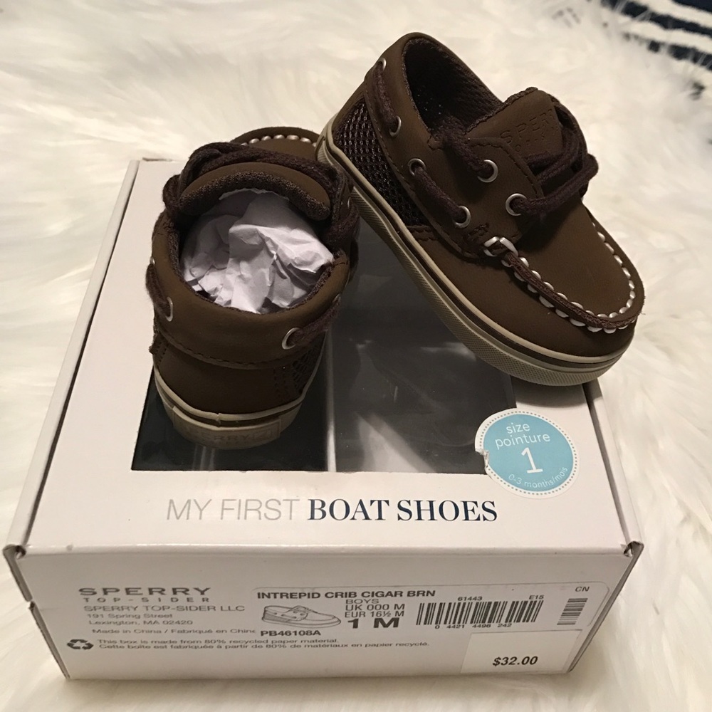 Sperry Brown Boat shoes NWT size 1m