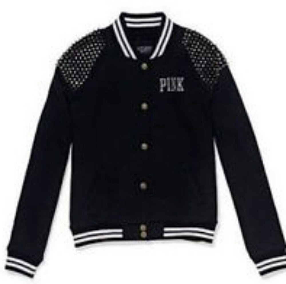 Vs Pink studded varsity jacket