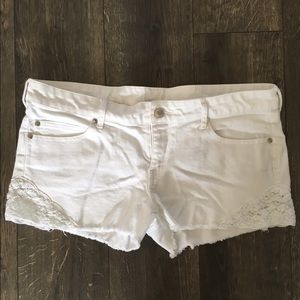 White denim cut-off shorts