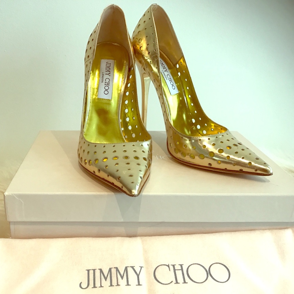 Jimmy Choo London 123MIME Mirrorleather Gold Sz 39