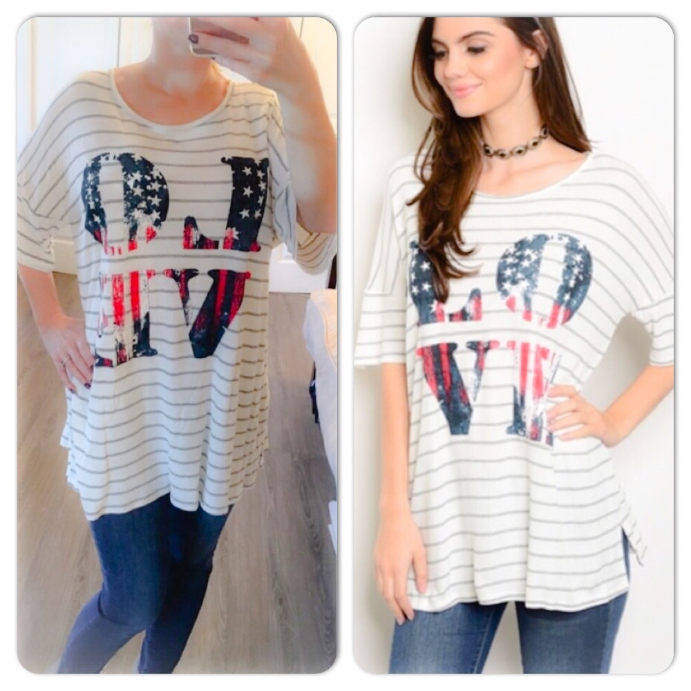 LOVE American Flag short sleeve tunic top - Picture 2 of 3