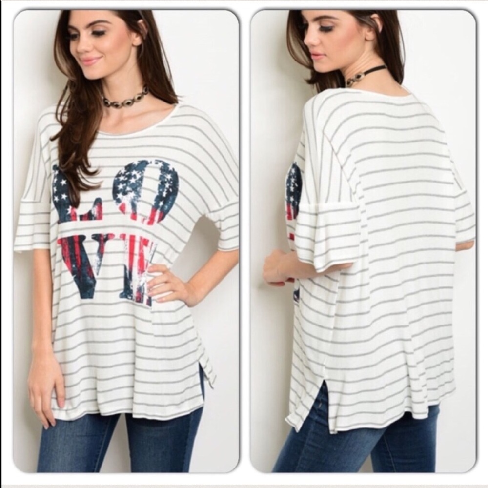 LOVE American Flag short sleeve tunic top - Picture 3 of 3