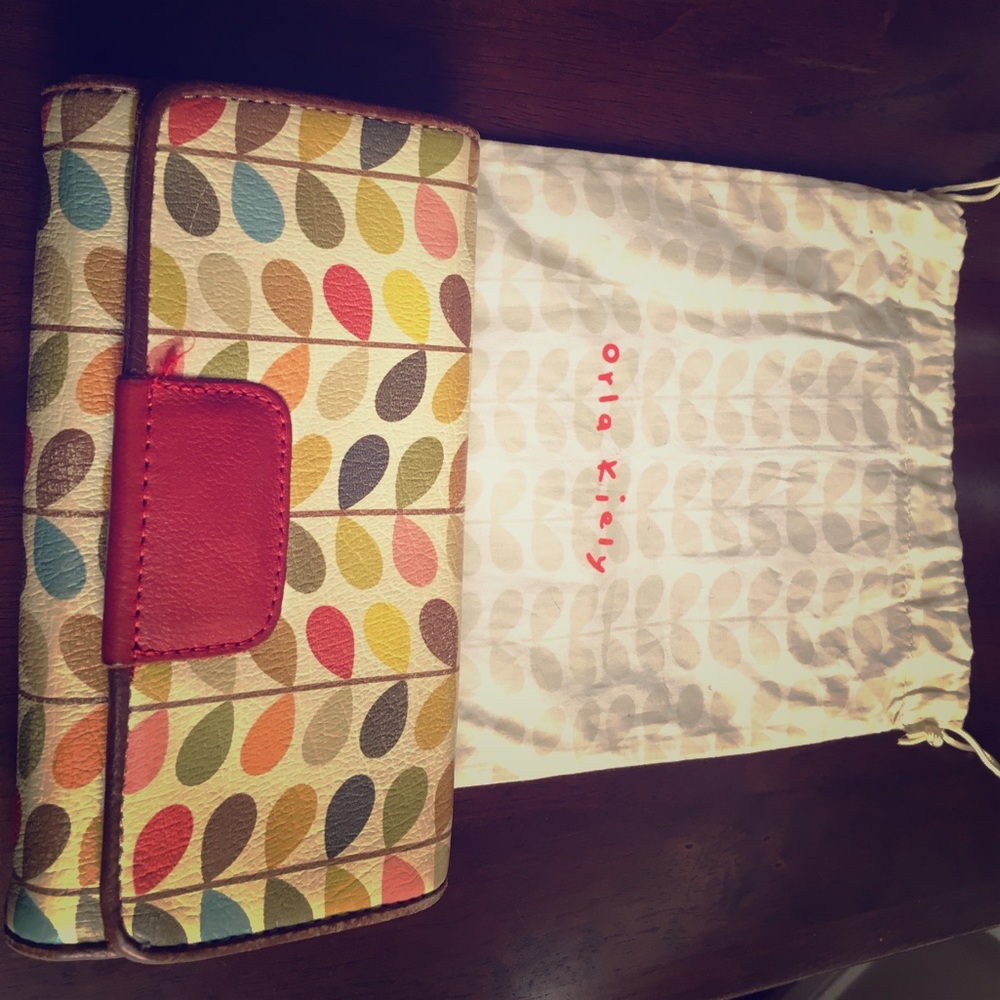 Orla Kiely leather stem print wallet and dust bag