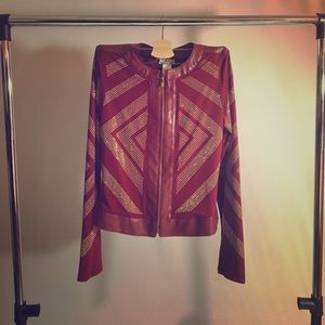 Red and gold leather jacket