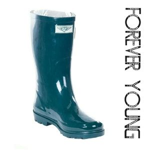 Women Mid Calf Rain Boots, #1602, Forest Green