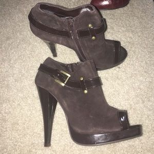 Brown open toe ankle boots new