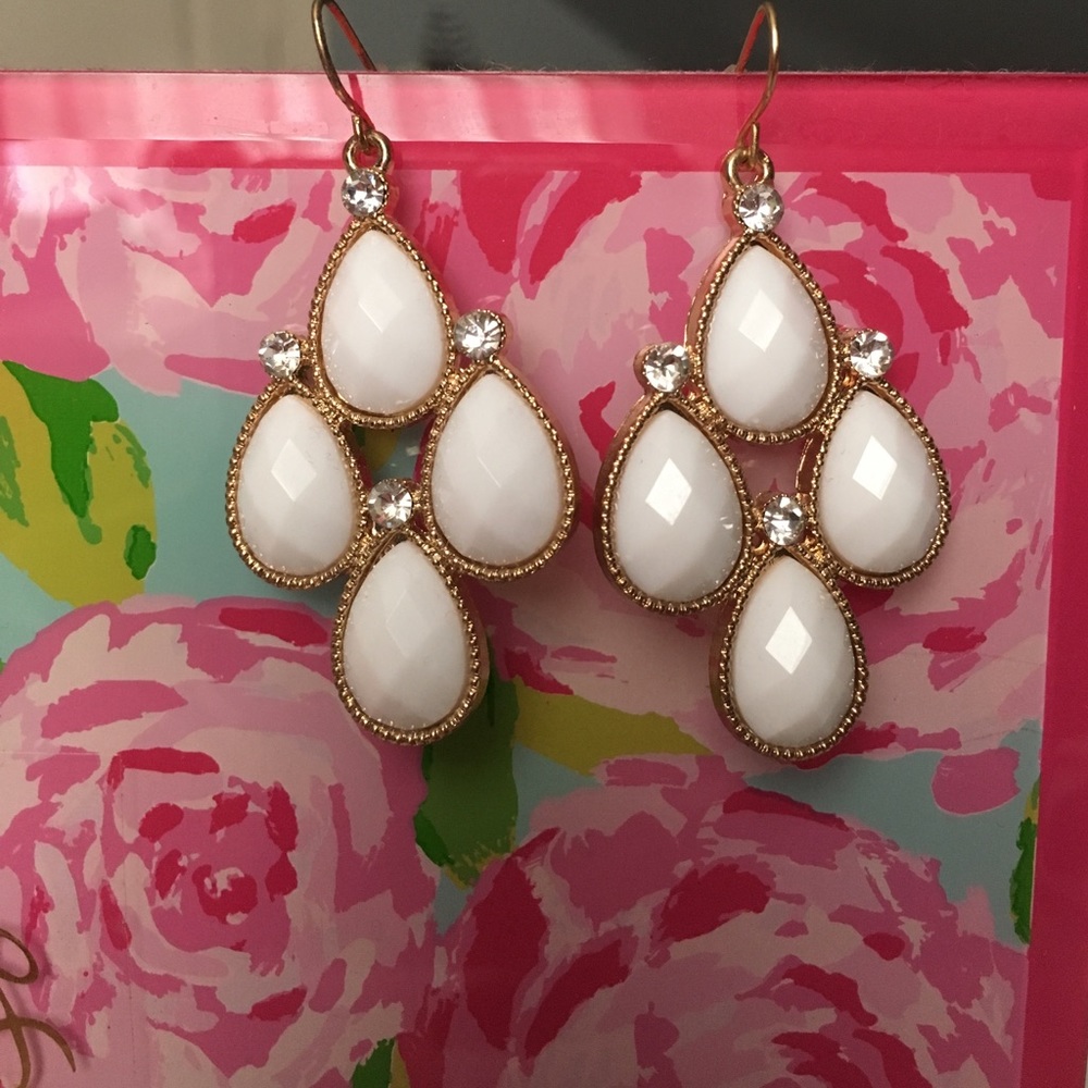 White stone drop earrings