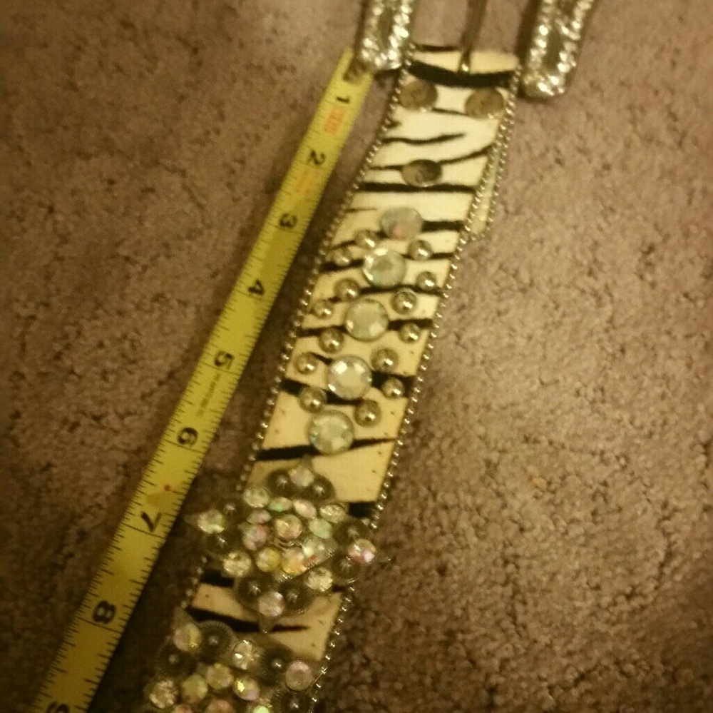 Rodeo belt black & white zebra all leather & rines