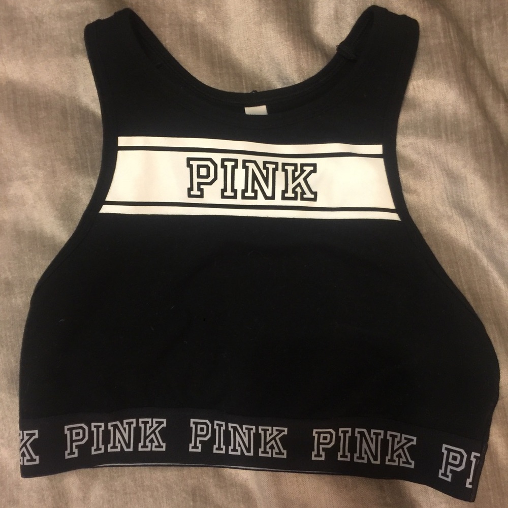 PINK black and white sports bra. Worn once!