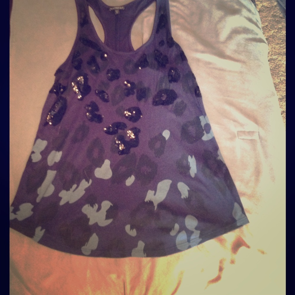 Blue and black tank top