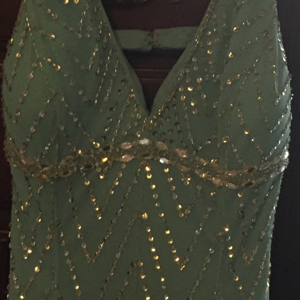 Sean collection beaded aqua Prom/ Formal Dress