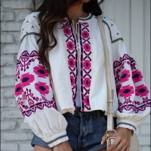 Free people embroidered swingy jacket