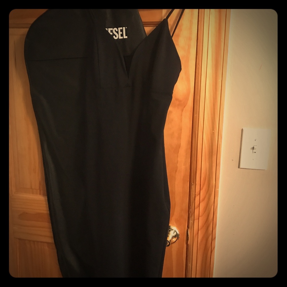 Pinto deep neck fitted dress dressy medium