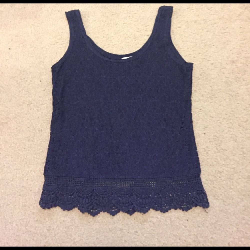 Navy lace detail tank top