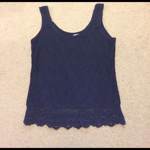 Navy lace detail tank top