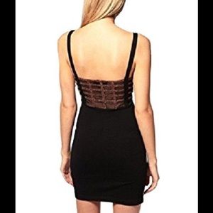 Glitter Trim Grid Bodycon Dress