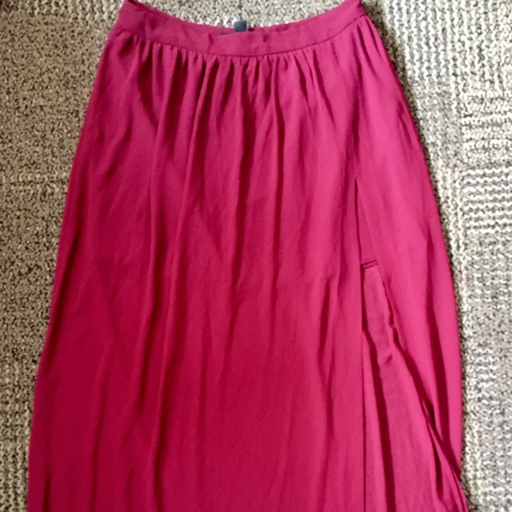 Burgundy Slit Side Maxi Skirt