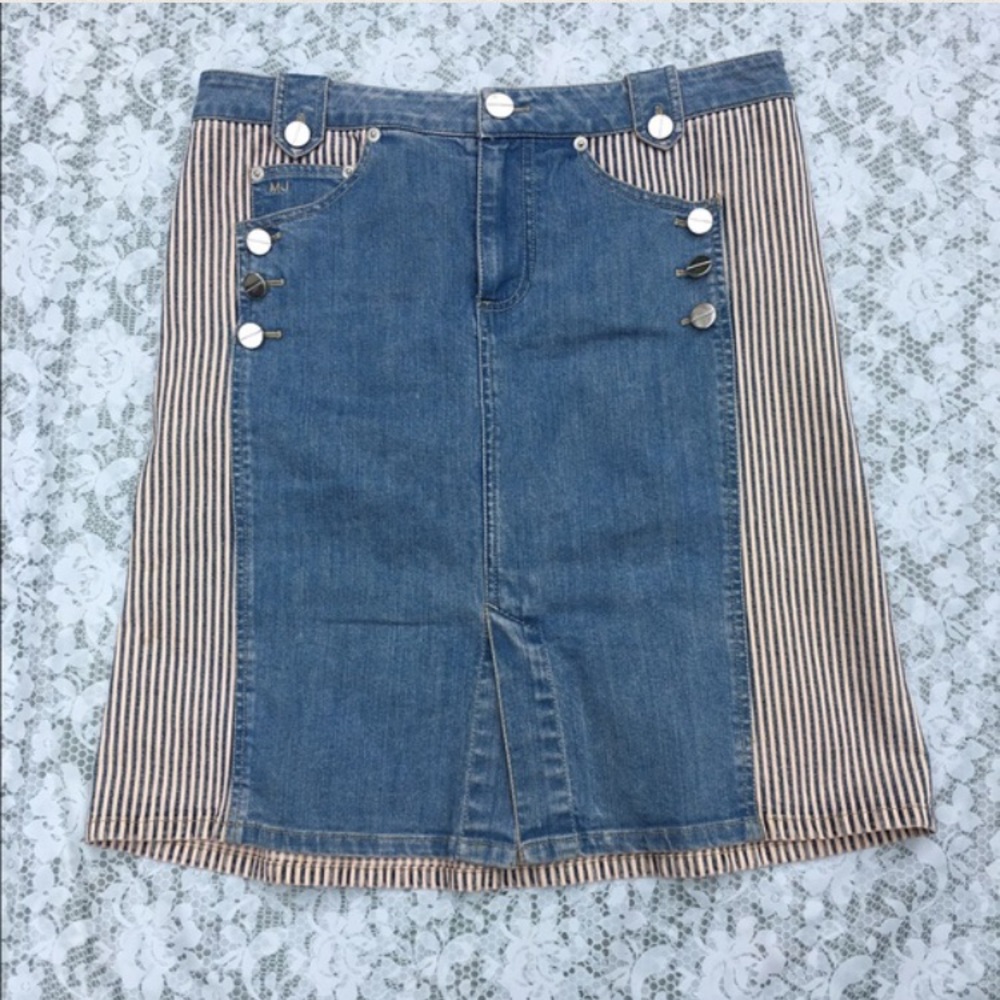 Marc by Marc Jacobs denim striped pencil skirt 8
