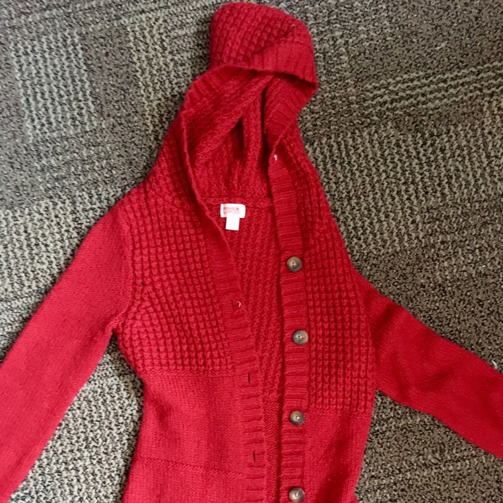 Red Hooded Cardi