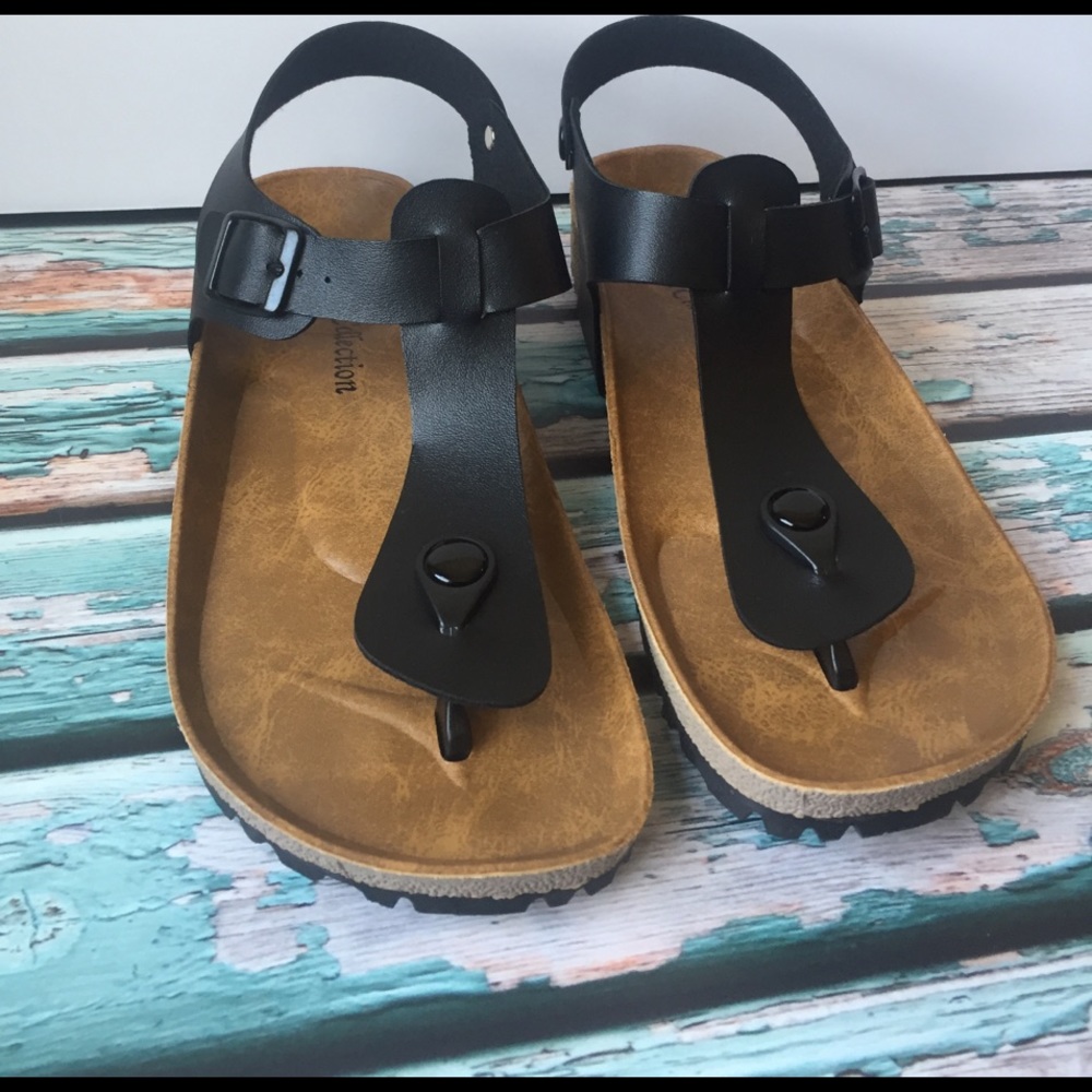 RK Collection Womens Black Strap Sandals size 8