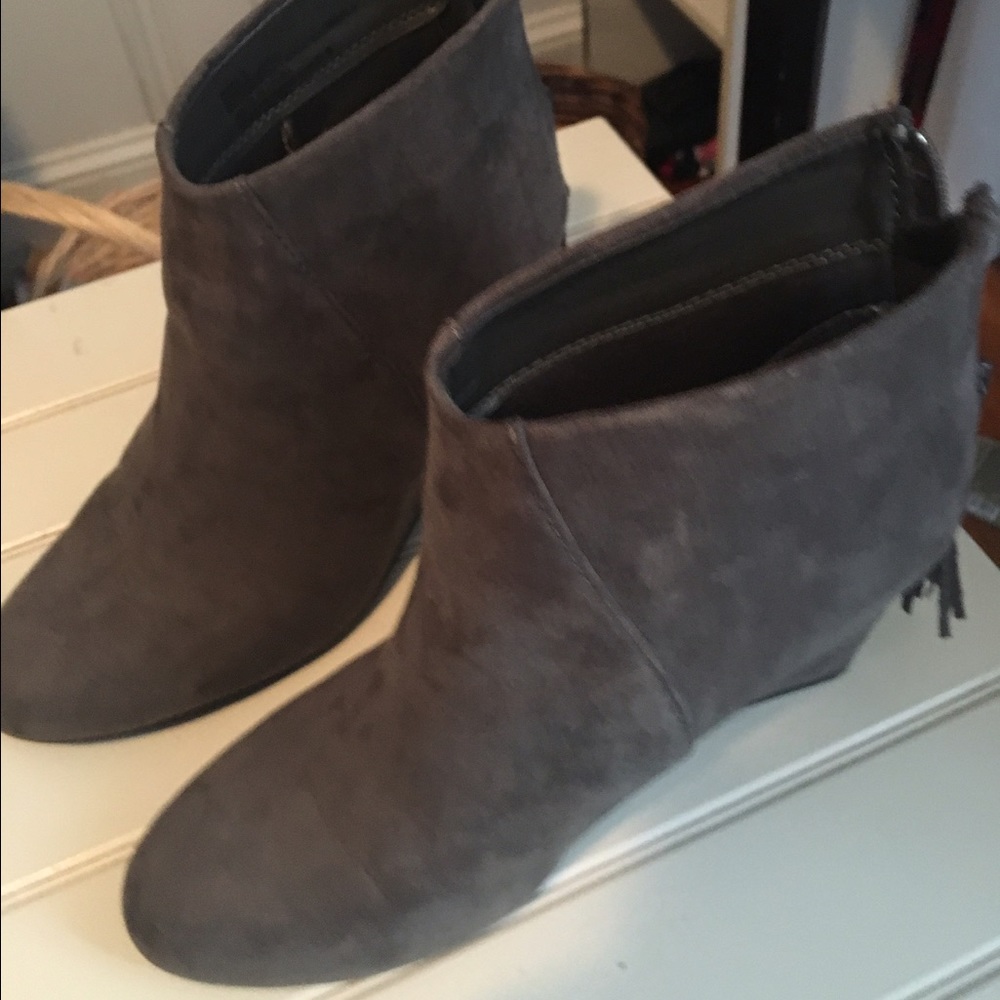 Sued wedge booties size 8